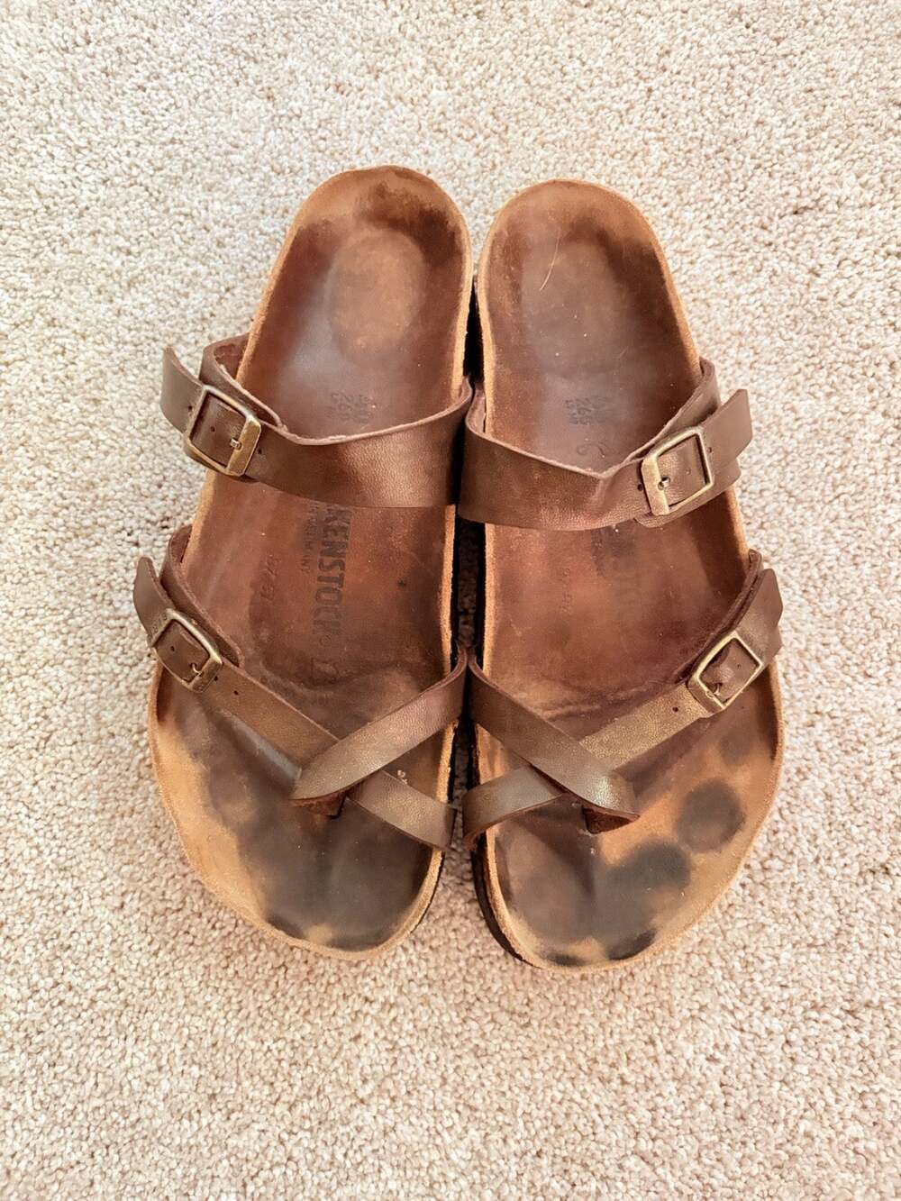 Birkenstock Mayari Toe Loop Sandals Size 37 Womens 6 Brown Strappy Cork